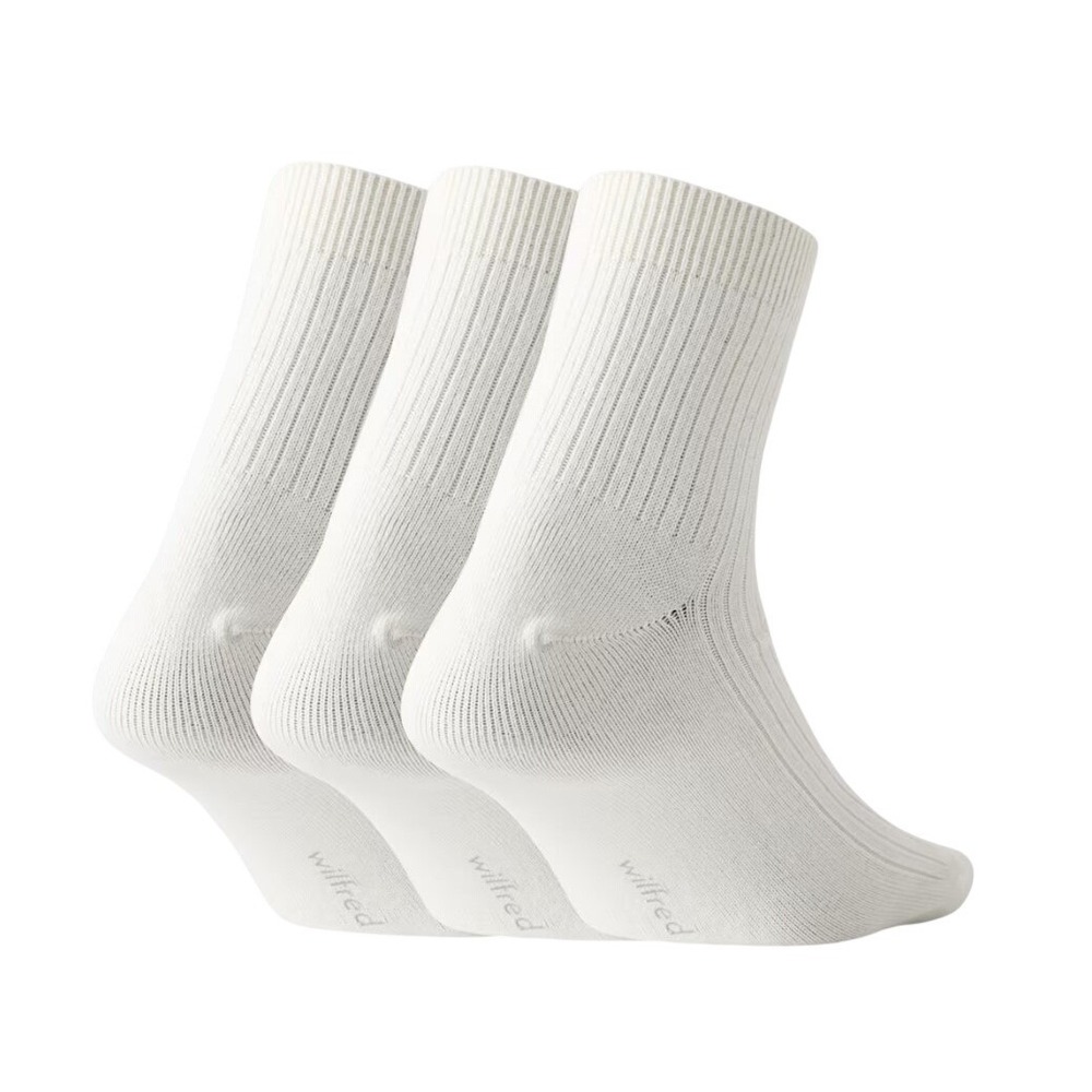 Aritzia Wilfred Daily Ankle Sock 3-Pack Light Birch Off White Ribbed M/L NEW - Picture 2 of 4